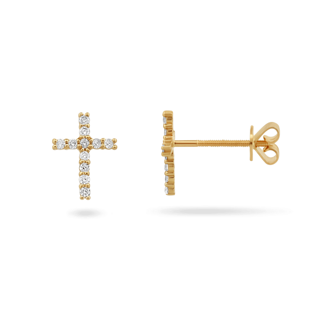 14K Round Diamond Cross Studs Earrings IceLink-CAL   